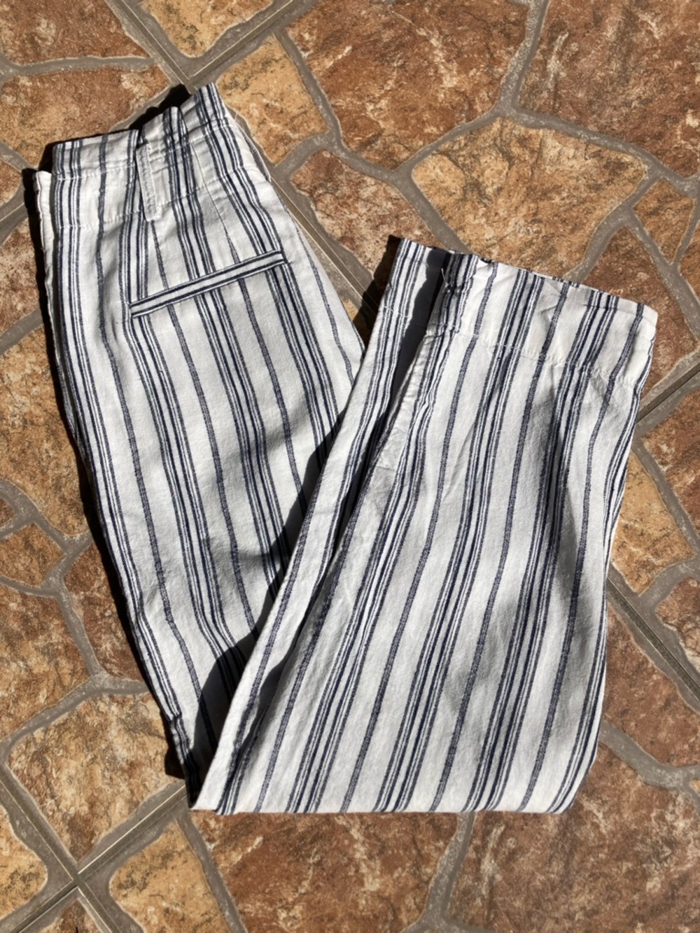 Madewell Linen High Waisted Striped Pants